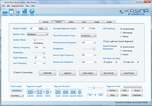 KASINA Basic Session Editor - Session Wizard